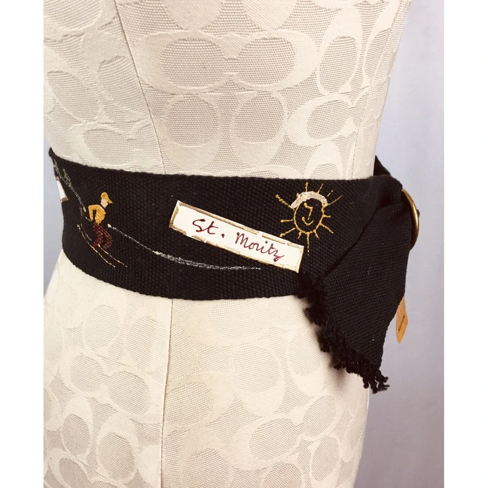 Womens Cloth Ring Closure Belt Mount Snow St Moritz 2